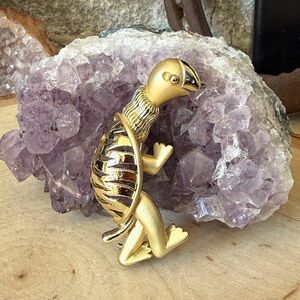Gold-tone Turtle in a Turtleneck Brooch Pin